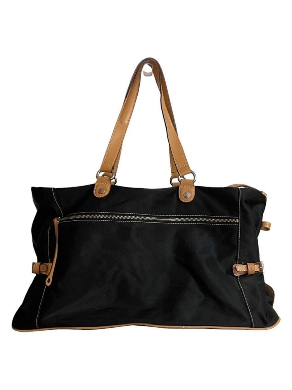 Maxx New York Large Black Nylon Weekender Tote